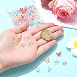 100個 10スタイルの蝶の樹脂カボション  ネイルアートアクセサリー装飾  ミックスカラー  9x10.5x2.5~3mm  10個/スタイル&nbsp;MRMJ-CJ0001-17