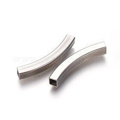 変色しにくい304ステンレススチールチューブビーズ  角穴  ステンレス鋼色  38x5x5mm  穴：4x4mm&nbsp;STAS-L226-057C-P