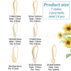14Pcs 7 Style Brass Micro Pave Cubic Zirconia Earring Hooks Set&nbsp;ZIRC-BC0001-26