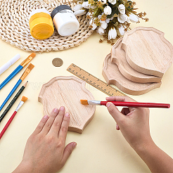 シールド型ゴム製木製ベースディスプレイトレイ4個  小麦  15x12x1.8cm  内径：10.3x13のCM&nbsp;WOOD-FG0001-65
