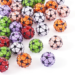スポーツテーマ樹脂ラインストーンビーズ30個  サッカー  ミックスカラー  16x14mm  穴：1.8mm&nbsp;RESI-TA0003-96B