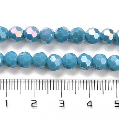 不透明ガラスビーズスタンド  ABカラー  ファセット（32ファセット）  ラウンド  スチールブルー  6x5.5mm  穴：1.2mm  約91~93個/連  19.49~19.92 nch（49.5~50.6cm）&nbsp;X-EGLA-A035-P6mm-B12