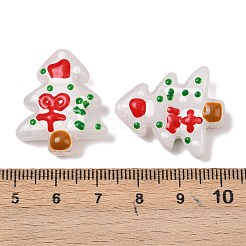 クリスマステーマの手作りランプワークビーズ  クリスマスツリー  ホワイト  25~26.5x18.5~22.5x6.5~7.5mm  穴：1.6~1.8mm&nbsp;LAMP-I027-07O-01