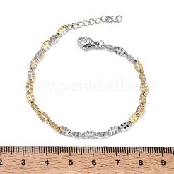 304 Stainless Steel Dapped Chains Bracelets for Women&nbsp;BJEW-D466-08A-GP