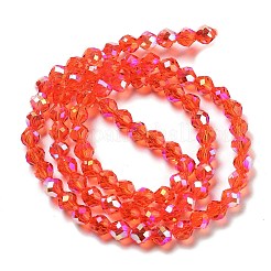 電気メッキガラスビーズセット  多面カット  双円錐形  レッドオレンジ  5.5~6x5mm  穴：1.2mm  約78~79個/連  15.35~15.55''（39~39.5センチメートル）&nbsp;GLAA-A014-02D