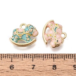 合金エナメルチャーム  馬のチャームをロッキング  ライトゴールド  ミックスカラー  12x14x4.5mm  穴：1.6mm&nbsp;ENAM-N069-08KCG