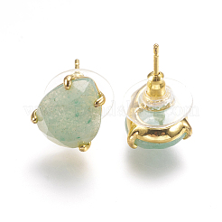 Natural Green Aventurine Stud Earrings&nbsp;EJEW-L196-03E