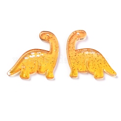 アクリルパーツ  グリッターパウダー  恐竜  オレンジ  29.5x25x3.5mm  穴：1.3mm&nbsp;MACR-O044-01A