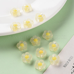 透明なアクリルビーズ  艶消し  二層ビーズ  花  きいろ  12x12.5x6mm  穴：2.5mm  約893個/500g&nbsp;TACR-S152-06C-SS2105