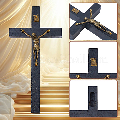 Easter Cross with Jesus Wood Alloy Figurines Ornaments&nbsp;DJEW-WH0016-52A