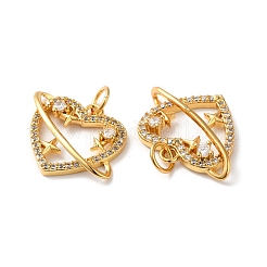 Rack Plating Brass Micro Pave Clear Cubic Zirconia Pendsnts&nbsp;KK-D074-26G