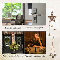 2Pcs 2 Style Brass & Iron Witch Bells Wind Chimes Door Hanging Pendant Decoration&nbsp;AJEW-GA0005-69