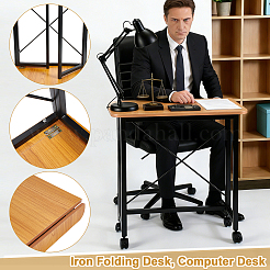 Wood & Iron Folding Desk&nbsp;AJEW-WH0596-962