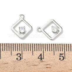 真鍮マイクロパヴェキュービックジルコニアロンバスチャーム  ニッケルフリー  プラチナメッキ  12.5x10x2.5mm  穴：1.2mm&nbsp;KK-Z136-01P
