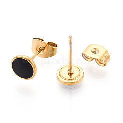 Flat Round 304 Stainless Steel Enamel Stud Earrings&nbsp;EJEW-T047-21G-A
