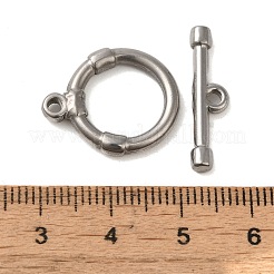 変色しない304ステンレススチールのトグル留め具  リング  ステンレス鋼色  リング：20x17x3mm  穴：2mm  バー：6x22.5x3mm  穴：1.8mm&nbsp;STAS-Q324-11P
