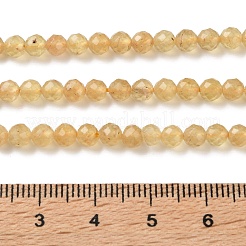 天然黄色のアパタイトビーズ連売り  多面カット  ラウンド  4mm  穴：0.7mm  約94個/連  15.31''（38.9センチメートル）&nbsp;GG-CBAE031-A02-4mm