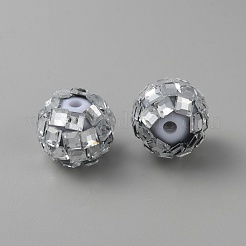 プラスチックのラインストーンビーズ  ラウンド  ホワイト  12x10.5mm  穴：1.8mm&nbsp;KY-WH0001-060