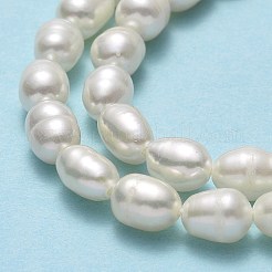 天然養殖淡水パールビーズ連売り  ライス  リネン  4.5~6x4~4.5mm  穴：0.6mm  約62個/連  14.37''（36.5センチメートル）&nbsp;PEAR-J006-14C-01
