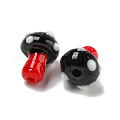 手作りランプワークビーズ連売り  キノコ  ブラック  12~14.5x10~12mm  穴：1.2~1.8mm  約23個/連  11.61~12.60インチ（29.5~32cm）&nbsp;LAMP-N025-03E