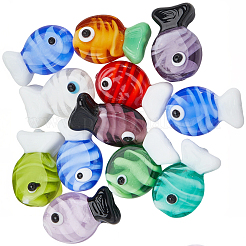 20個の手作りランプワークビーズ  魚  ミックスカラー  19.5~20x12.5~13x8.5~10mm  穴：1.2~1.6mm&nbsp;LAMP-SC0001-71