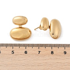 304ステンレススチール製オーバルスタッドピアス  18KGP本金メッキ  19.5x17mm&nbsp;EJEW-M073-08G