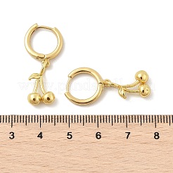真鍮のチェリーフープピアス  ラックめっき  長持ちメッキ  鉛フリー＆カドミウムフリー  18KGP本金メッキ  30.5x9.5mm&nbsp;EJEW-M077-19G-03