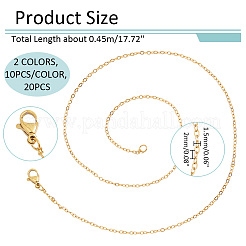 20Pcs 2 Colors 304 Stainless Steel Cable Chain Necklaces Set&nbsp;MAK-NB0001-21