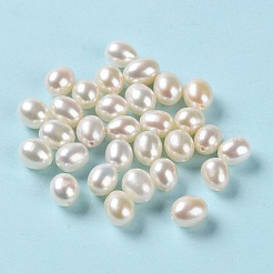 天然な培養された淡水パールビーズ  片穴  ライス  グレード5 A  ホワイトスモーク  6~7.5x5~6mm  穴：0.9mm&nbsp;PEAR-E020-15