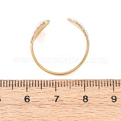 304ステンレススチールカフオープンリング  エナメル  シェル形状  内径：19mm&nbsp;LS-RJEW-C148-01C-G