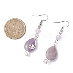 Natural Amethyst Teardrop Dangle Earrings&nbsp;EJEW-JE06719