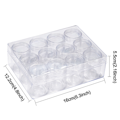 プラスチックビーズ収納ケース  長方形  透明  16x12.2x5.5cm  容量：20ml（0.67液量オンス）  約12個/セット&nbsp;LS-C002Y-1