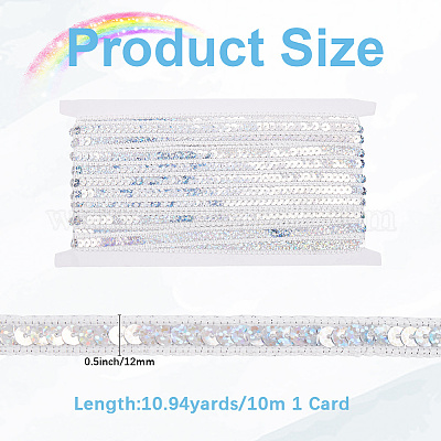 チロリアンテープ  プラスチックスパンコール付き  ホワイトスモーク  1/2インチ（12mm）&nbsp;SRIB-WH20020-008B-1