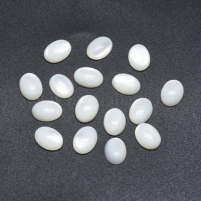 シェルカボション  オーバル  ホワイトスモーク  14x9~10x4~4.5mm&nbsp;SSHEL-P015-59C-1
