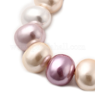 シェルパールビーズ連売り  ポテト  ミックスカラー  12.5~13x15~15.5x12~12.5mm  穴：0.9mm  約31個/連  15.71インチ（39.9cm）&nbsp;BSHE-F013-01P-1
