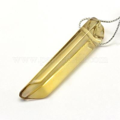 Natural Yellow Quartz Pointed Pendants&nbsp;G-G694-D-01-1