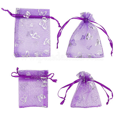 Gift Bags Butterfly Organza Bags Purple 7x9 Organza Bags Gift Bags - Main Image