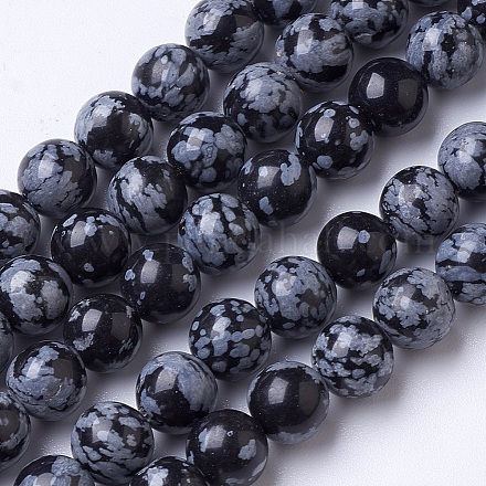 Natural Snowflake Obsidian Beads Strands G-D855-11-8mm-1