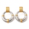304 Stainless Steel Stud Earrings, Ring, Golden & Stainless Steel Color, 43.5x32.5mm