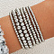 7Pcs CCB Round Beaded Stretch Bracelets, Platinum, 190~205mm