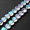Transparent Glass Beads Strand, Heart, Clear AB, 9.5~10x10x3.5~4.5mm, Hole: 0.8~1mm, about 35pcs/strand, 13.15~13.31 inch(33.4~33.8cm)