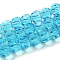 Transparent Glass Beads, Faceted(32 Facets), Round, Cyan, 6mm, Hole: 1mm, about 98pcs/strand, 20.47 inch(52cm)