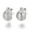 Alloy Stud Earring Findings, French Clip Earrings, with Loop, Half Round/Dome, Platinum, 17x13mm, Hole: 2mm, Pin: 0.8mm