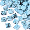 2-Hole Drawbench Glass Seed Beads, Opaque Spray Painted, Square, Light Sky Blue, 5x4.5~5x2~2.5mm, Hole: 0.5~0.8mm