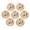 Spray Painted Iron Pendants, Rubberized Style, 3D Printed, Mixed Blossom Print Pattern, Flat Round, Coral, 25.5x0.8mm, Hole: 1.2mm