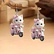 アクリルダングルピアス  猫の形  プラチナ  ピンク  55~57mm&nbsp;FS-WG257D2-01-1