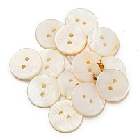 淡水シェルボタン  フラットラウンド  貝殻色  15x1.5mm  穴：1.8mm&nbsp;X-BUTT-Z001-04B