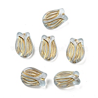 メッキクリアアクリルビーズ  ゴールドライン入り  チューリップ  ライトスチールブルー  16x11.5x7mm  穴：2mm  約670個/500g&nbsp;OACR-B013-14D