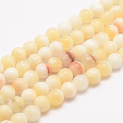 Natural Honey Jade Bead Strands, Round, 6~7mm, Hole: 1mm, about 59~60pcs/strand, 14.96~15.16 inch(38~38.5cm)