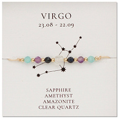 Natural Gemstone Constellation Beaded Bracelets, Virgo, Colorful, 11 inch(28cm)